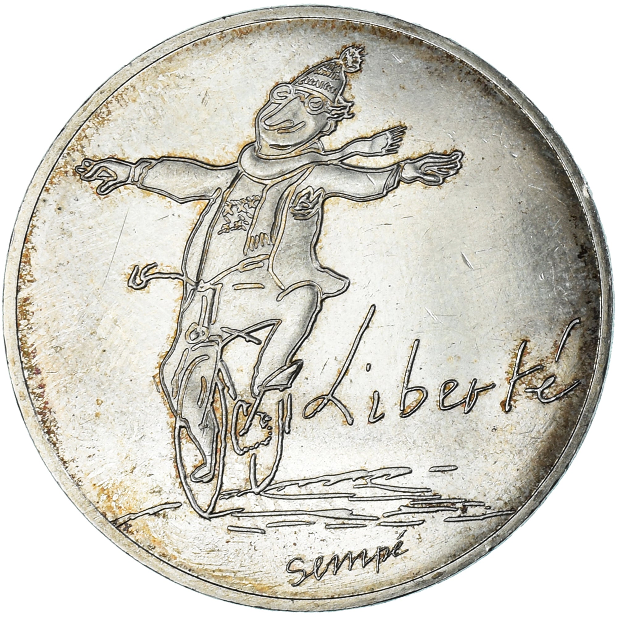 France, 10 Euro, Monnaie de Paris, Sempé - Automne - Liberté, 2014, Liberté