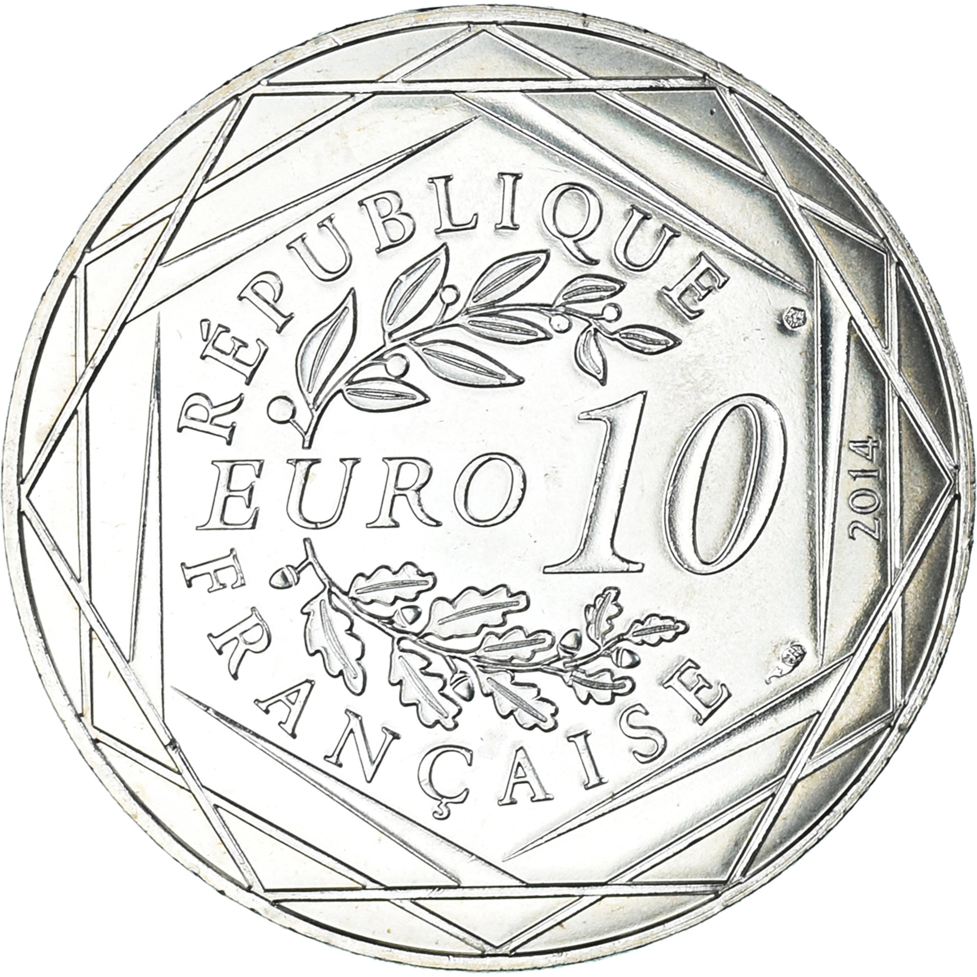 France, 10 Euro, 2014, Sempé Égalité Hiver, MS(63), Silver