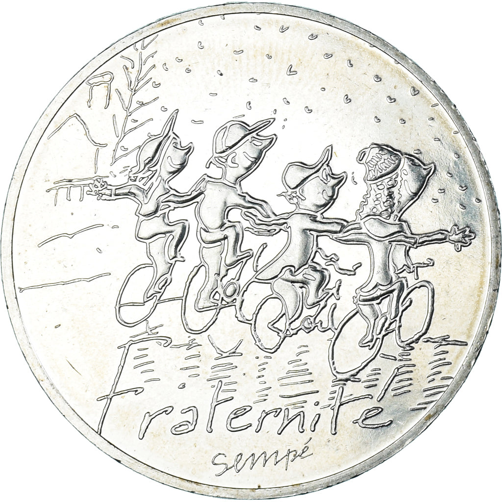 France, 10 Euro, 2014, Sempé, Fraternité, Hiver, MS(63), Silver