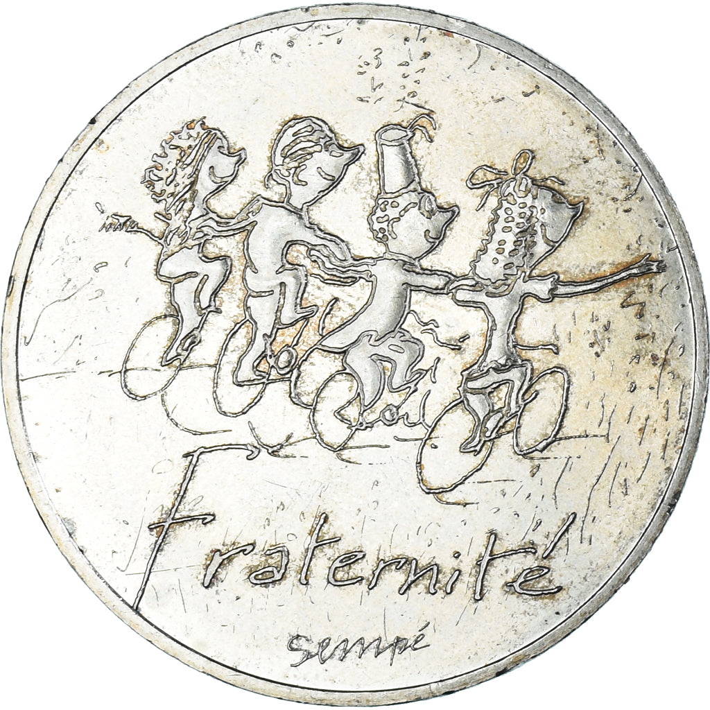 Francia, 10 Euro, 2014, Sempé Fraternité Printemps, MBC+, Plata