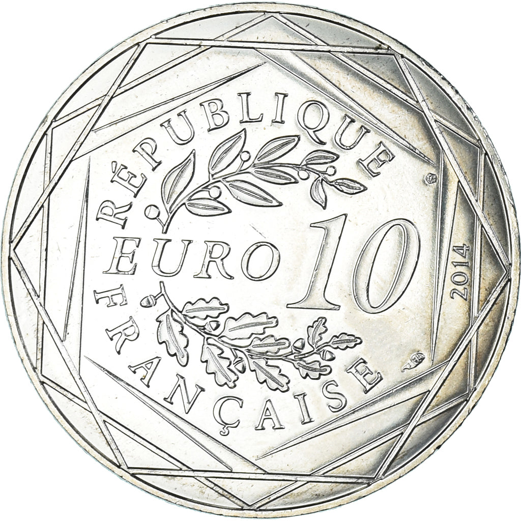 France, 10 Euro, 2014, Sempé Fraternité Automne, MS(63), Silver