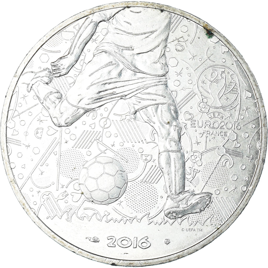 Francja, 10 Euro, 2016, Monnaie de Paris, UEFA Euro 2016, MS(63), Srebro