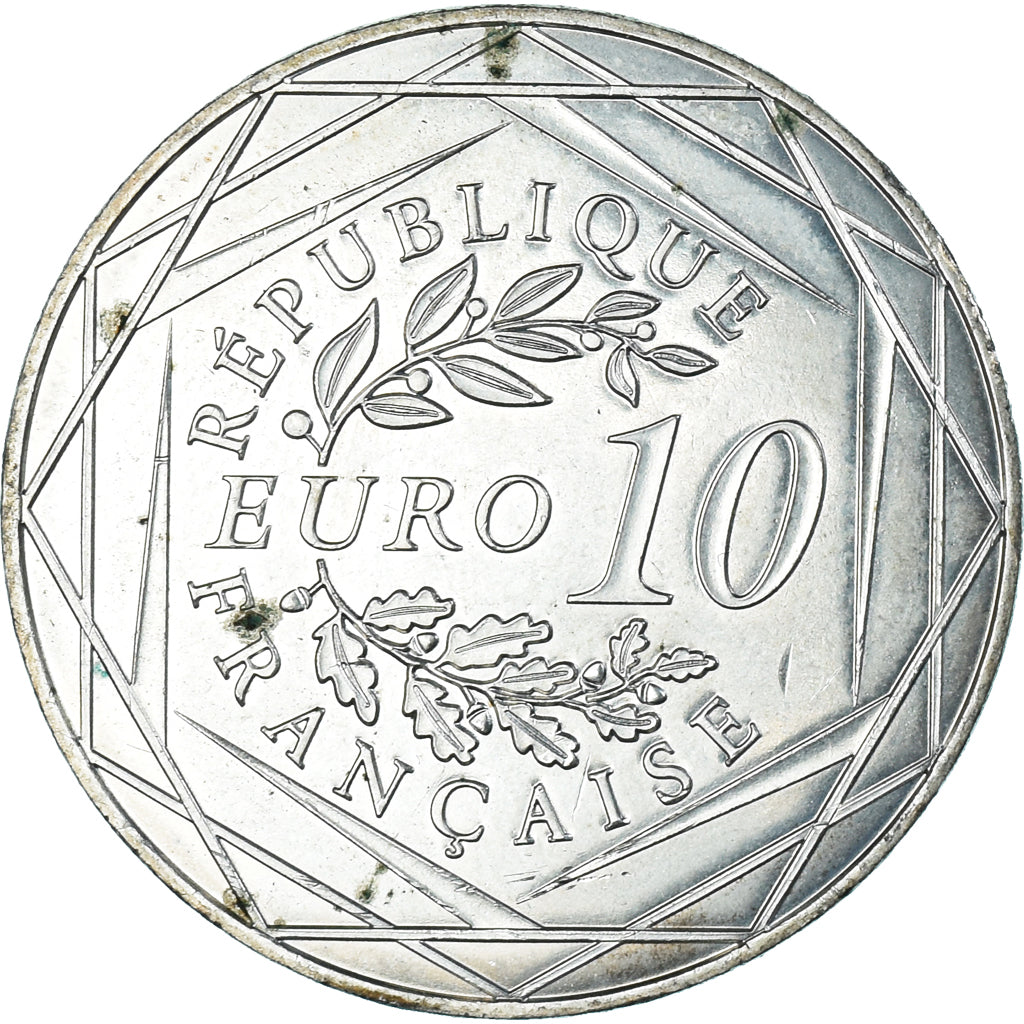 Francja, 10 Euro, 2016, Monnaie de Paris, UEFA Euro 2016, MS(63), Srebro