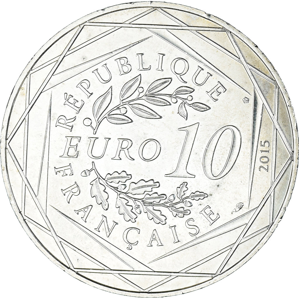 France, 10 Euro, Astérix - Liberté, 2015, MS(63), Silver