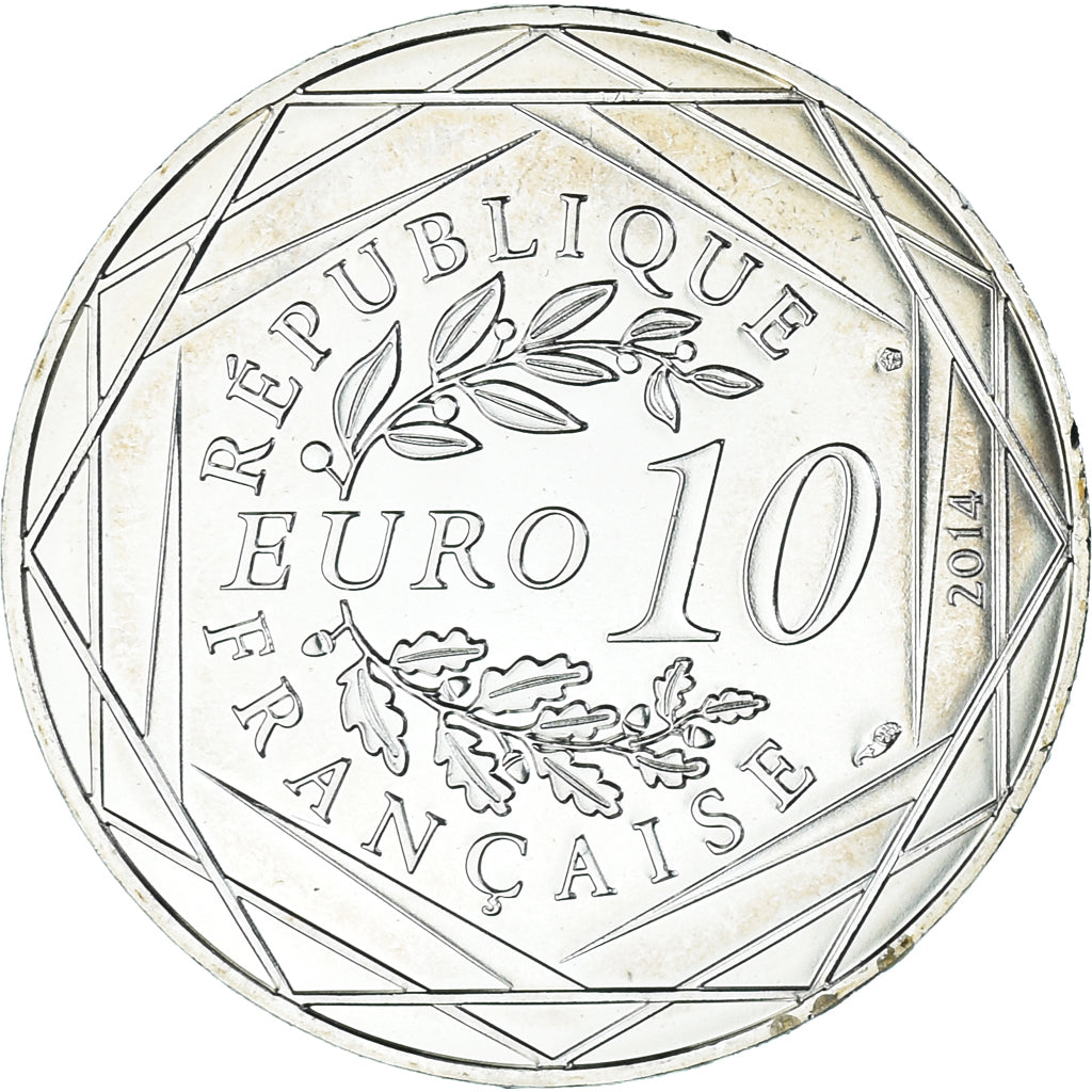 France, 10 Euro, 2014, Paris, Sempé Fraternité Automne, MS(64), Silver