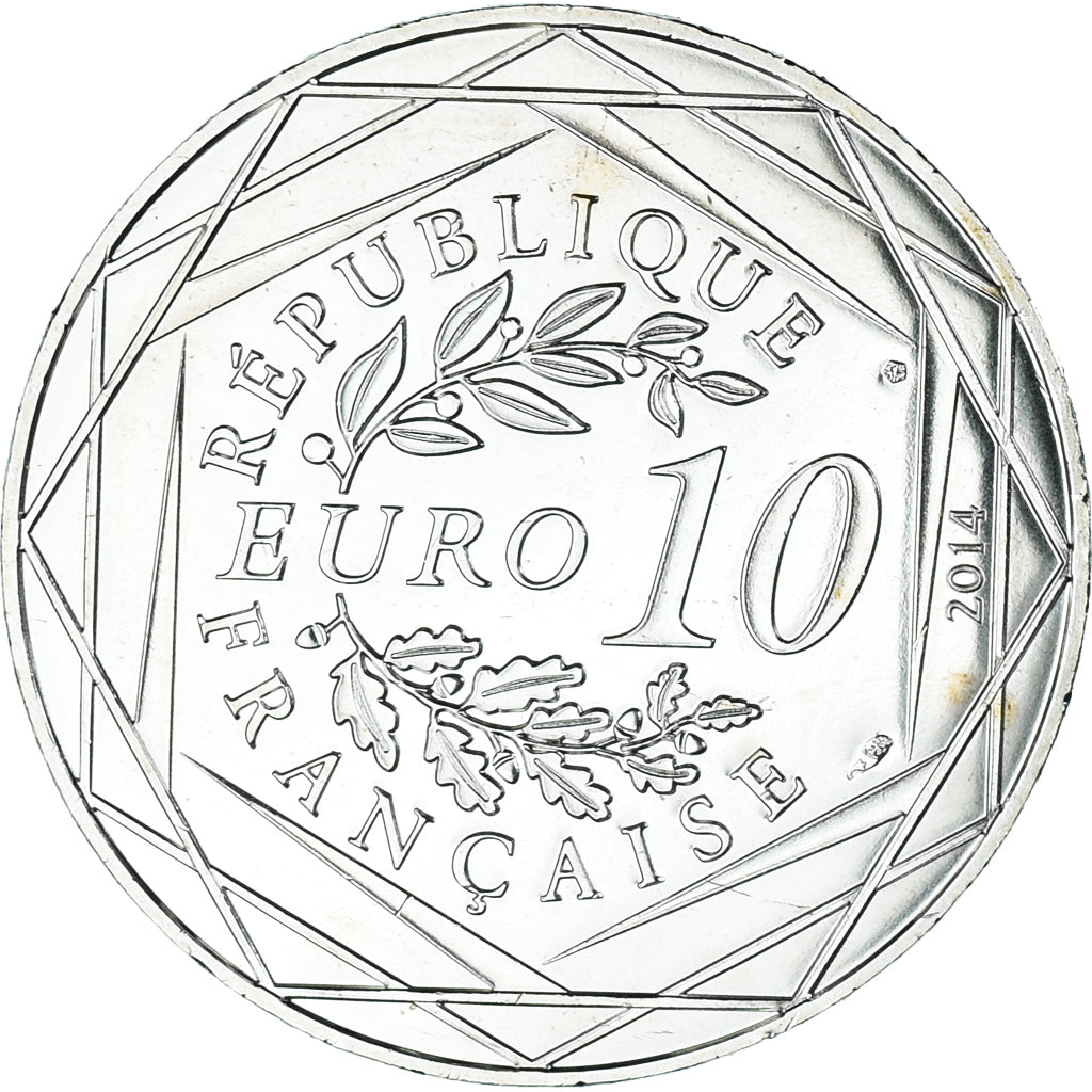 France, 10 Euro, 2014, Sempé Fraternité Printemps, MS(65-70), Silver