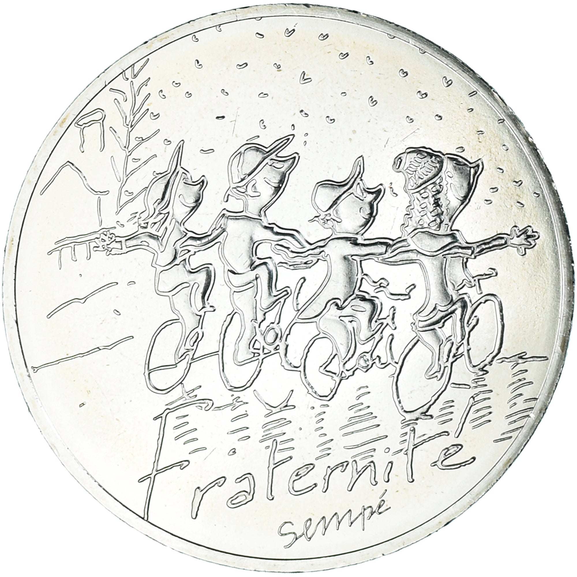 France, 10 Euro, 2014, Monnaie de Paris, Sempé, Fraternité, Hiver, MS(65-70)