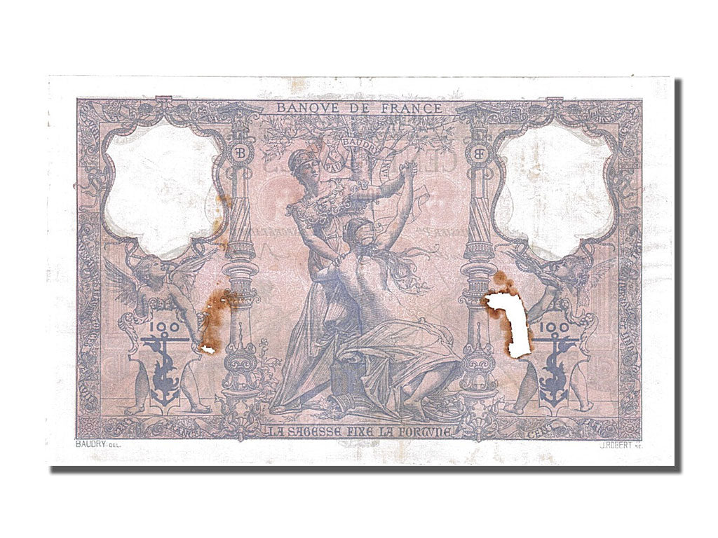 France, 100 Francs, 100 F 1888-1909 ''Bleu et Rose'', 1896, KM #65b,...