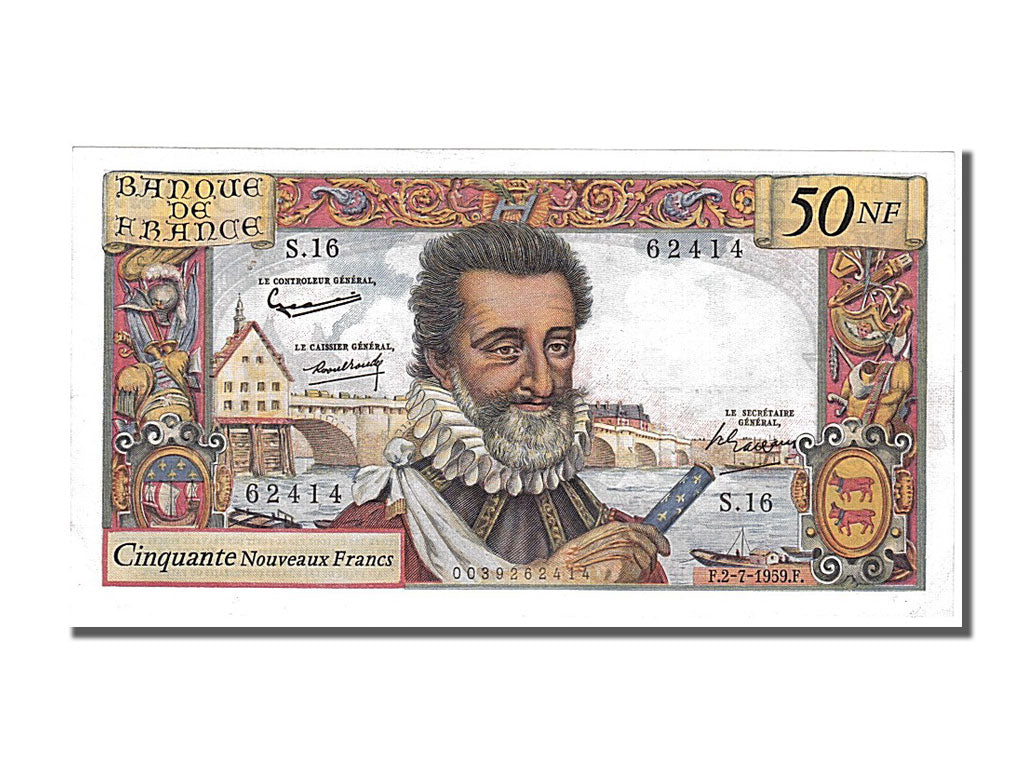 Banknot, Francja, 50 Nouveaux Francs, Henri IV, 1959, 1959-07-02, UNC(60-62)