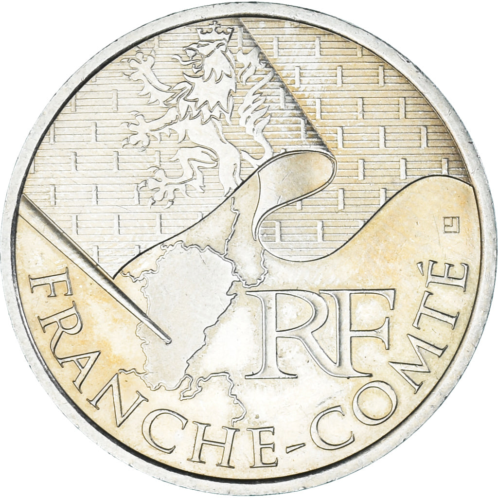 Francia, 10 Euro, Euros des régions, 2010, Paris, Franche-Comté, SC, Plata