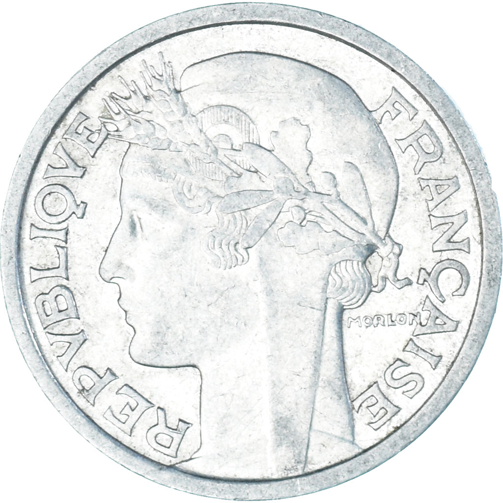 Moneta, Francja, Morlon, 2 Francs, 1958, MS(63), Aluminium, KM:886a.1