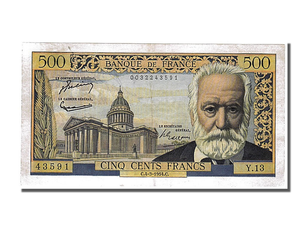 France, 500 Francs, 500 F 1954-1958 ''Victor Hugo'', 1954, KM #133a,...