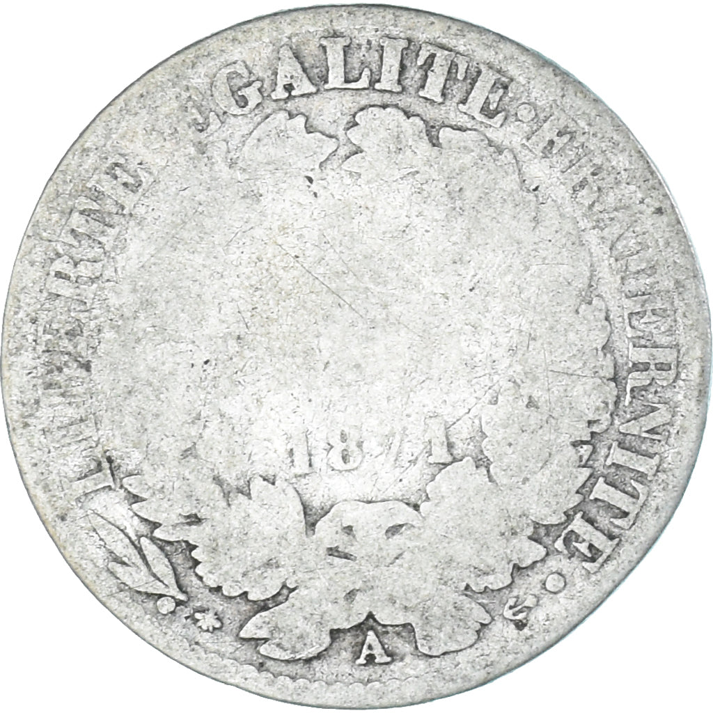 Coin, France, Cérès, Franc, 1871, Paris, F(12-15), Silver, KM:822.1
