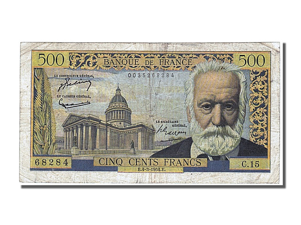 France, 500 Francs, 500 F 1954-1958 ''Victor Hugo'', 1954, KM #133a,...