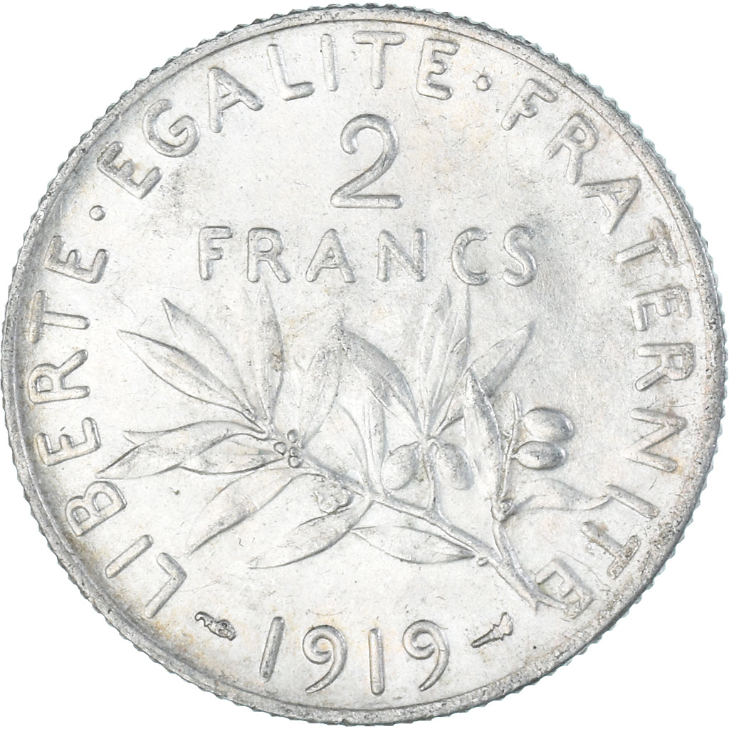 Coin, France, Semeuse, 2 Francs, 1919, Paris, AU(50-53), Silver, KM:845.1