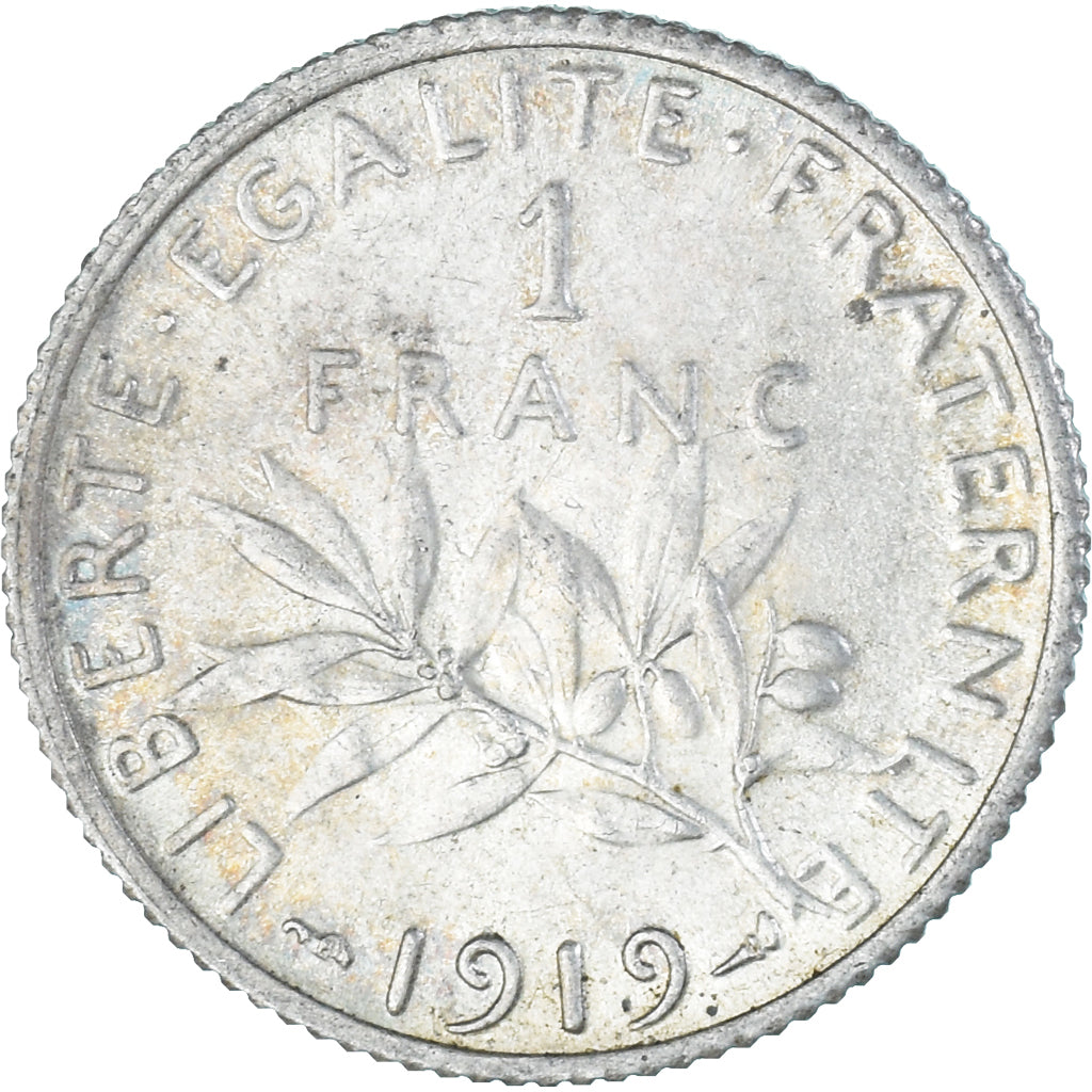 Coin, France, Semeuse, Franc, 1919, Paris, AU(55-58), Silver, KM:844.1