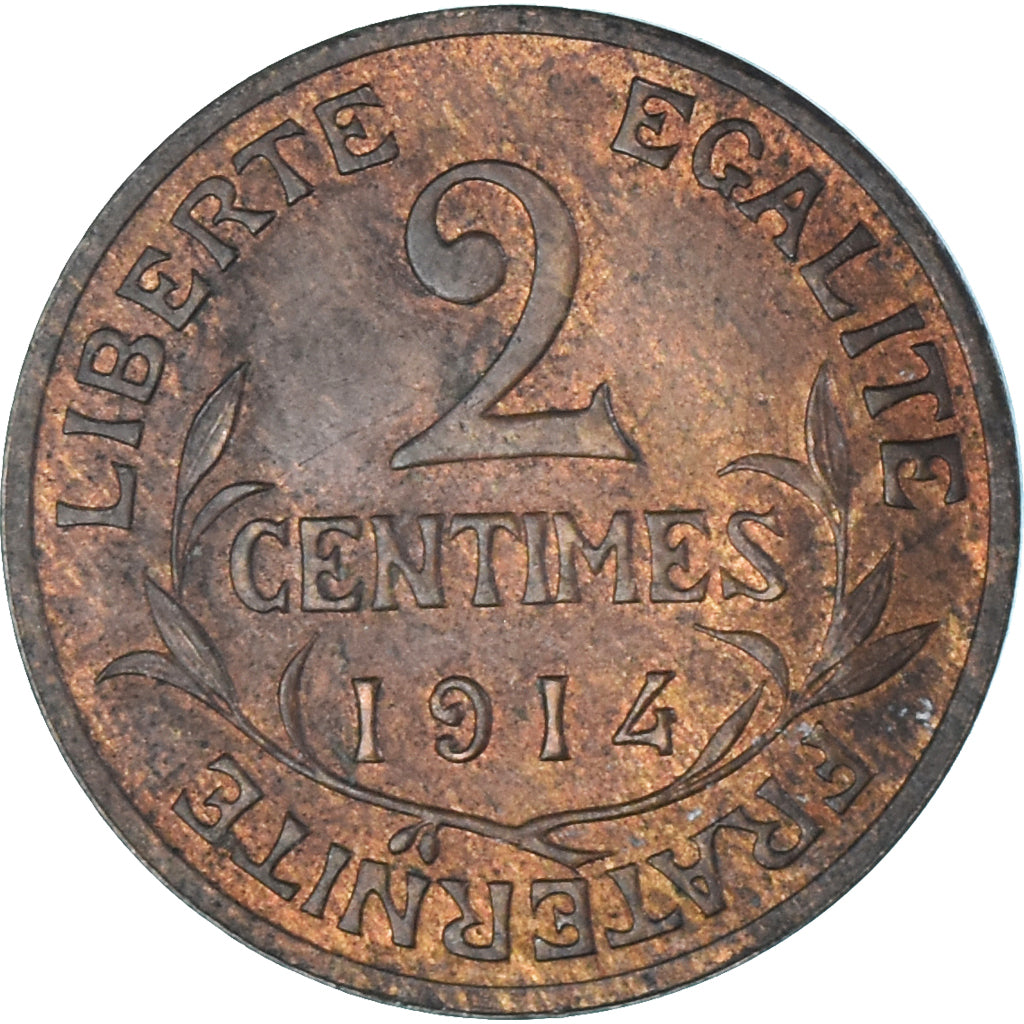 Moeda, França, Dupuis, 2 Centimes, 1914, Paris, AU(55-58), Bronze, KM:841