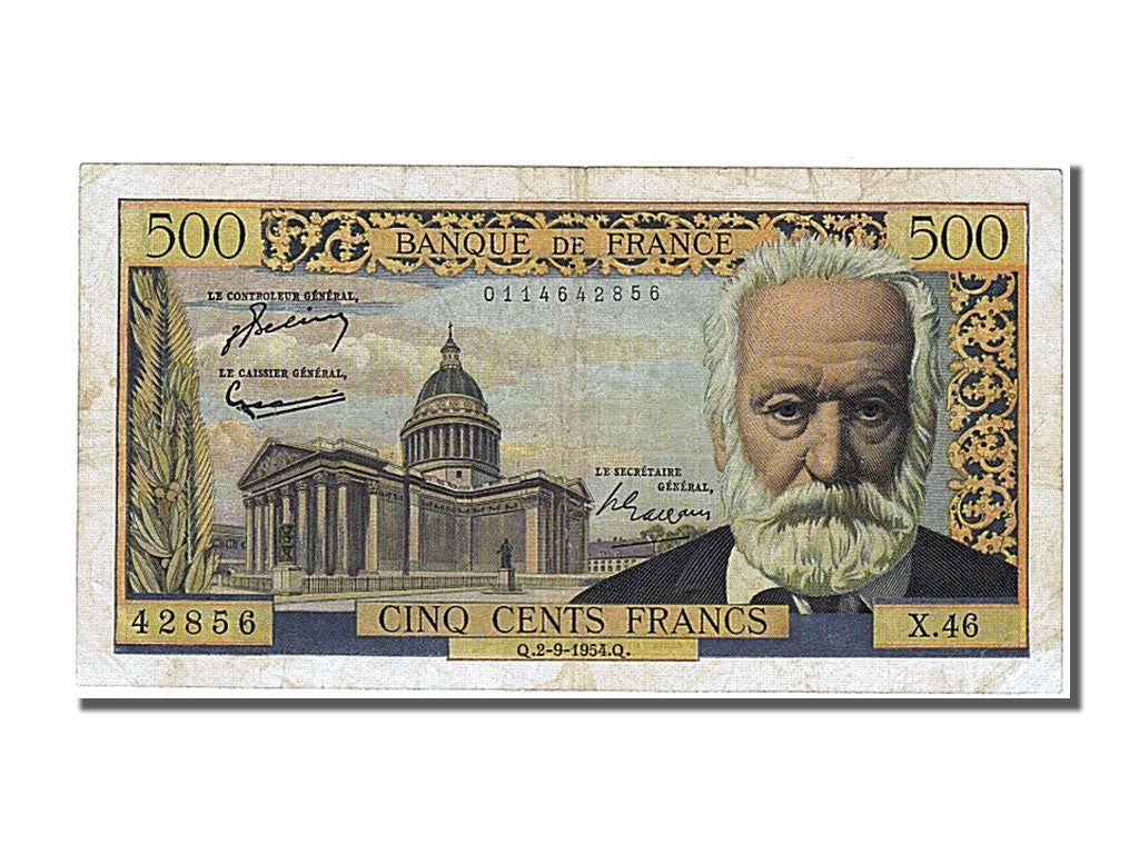 France, 500 Francs, 500 F 1954-1958 ''Victor Hugo'', 1954, KM #133a,...
