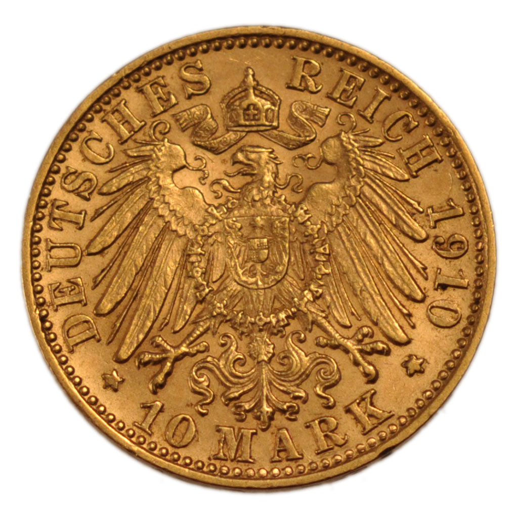Germany, 10 Mark, 1910, Munich, KM #514, AU(50-53), Gold, 3.99