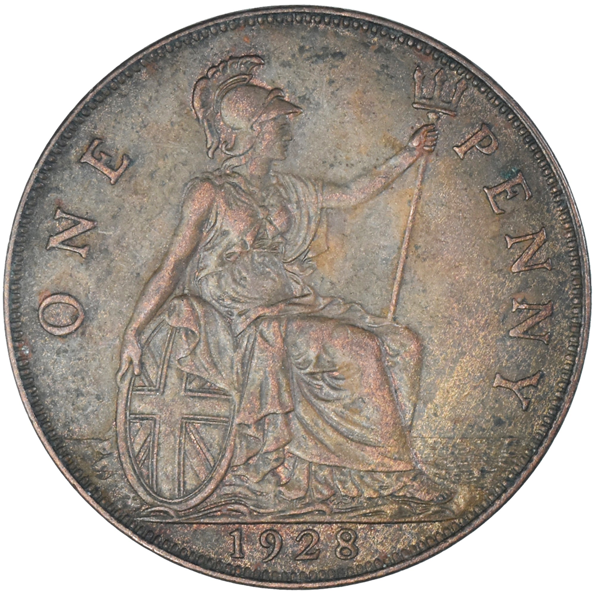 Coin, Great Britain, George V, Penny, 1928, AU(50-53), Bronze, KM:838