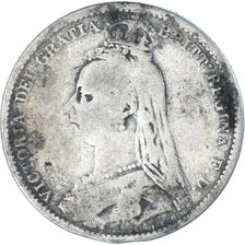 Moneda, Gran Bretaña, Victoria, 6 Pence, 1888, BC+, Plata, KM:760