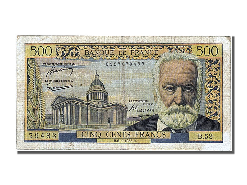 France, 500 Francs, 500 F 1954-1958 ''Victor Hugo'', 1955, KM #133a,...