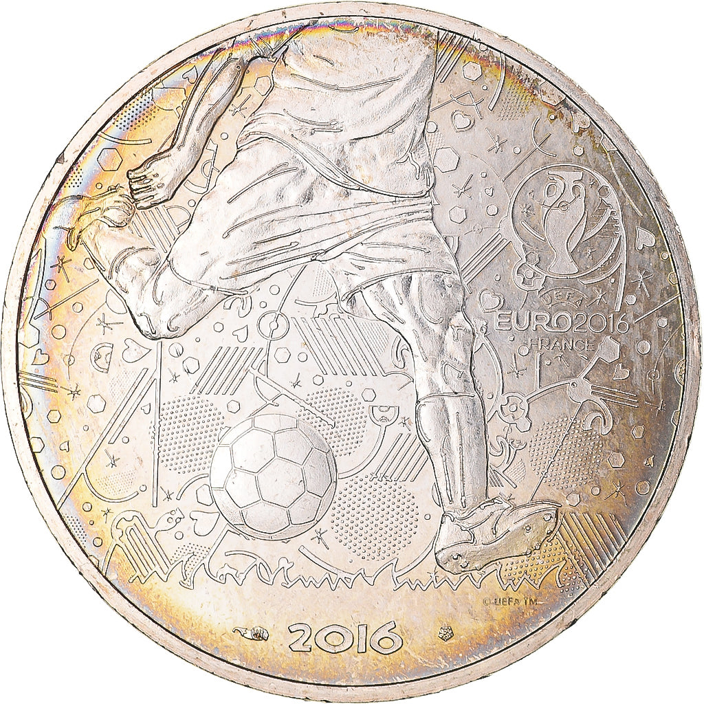 France, 10 Euro, 2016, Monnaie de Paris, UEFA Euro 2016, MS(63), Silver