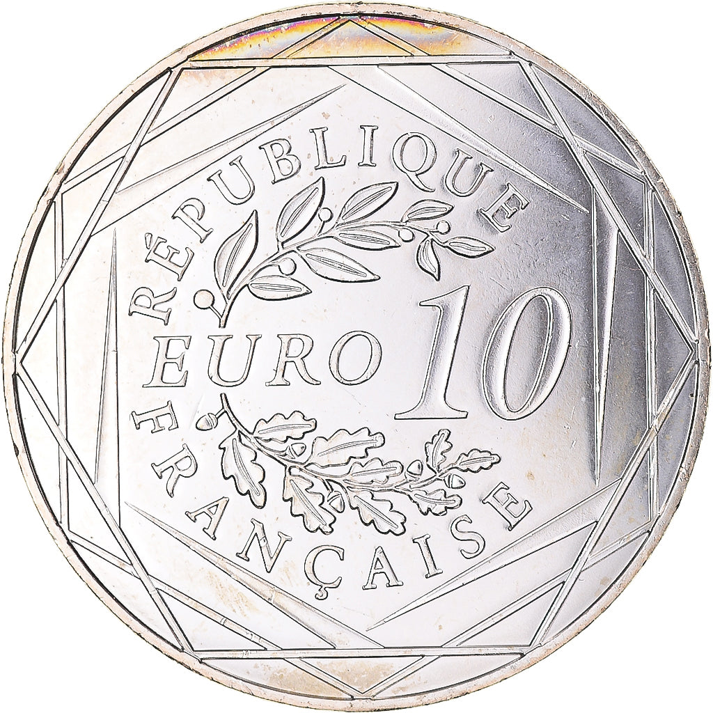 France, 10 Euro, 2016, Monnaie de Paris, UEFA Euro 2016, MS(63), Silver