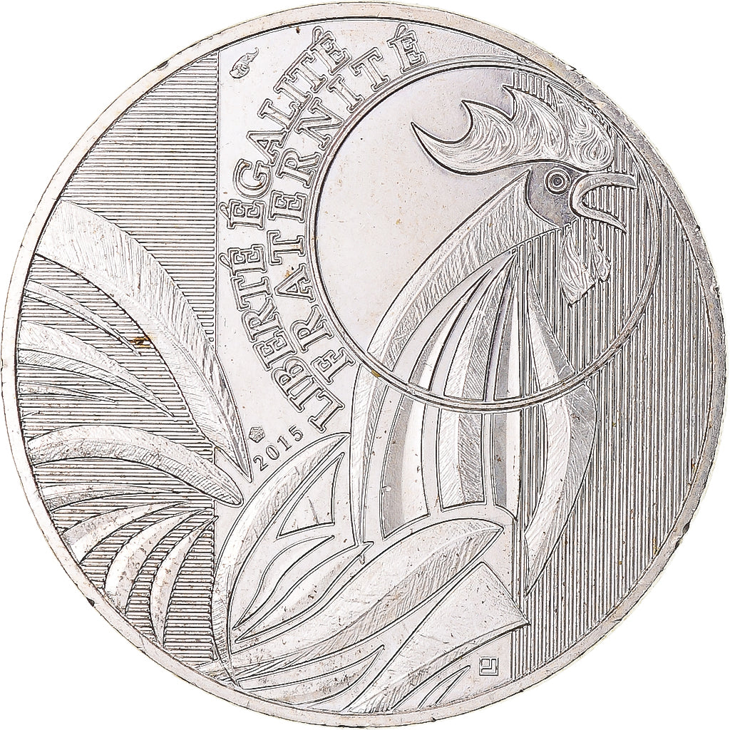 France, 10 Euro, 2015, Monnaie de Paris, Coq, MS(64), Silver