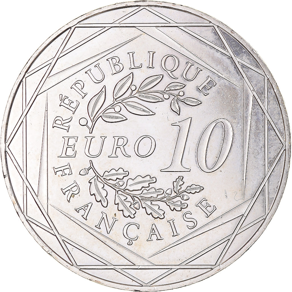 France, 10 Euro, 2015, Monnaie de Paris, Coq, MS(64), Silver