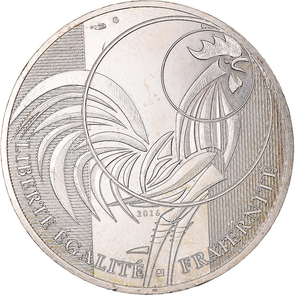 France, 10 Euro, 2016, Monnaie de Paris, Coq, MS(63), Silver