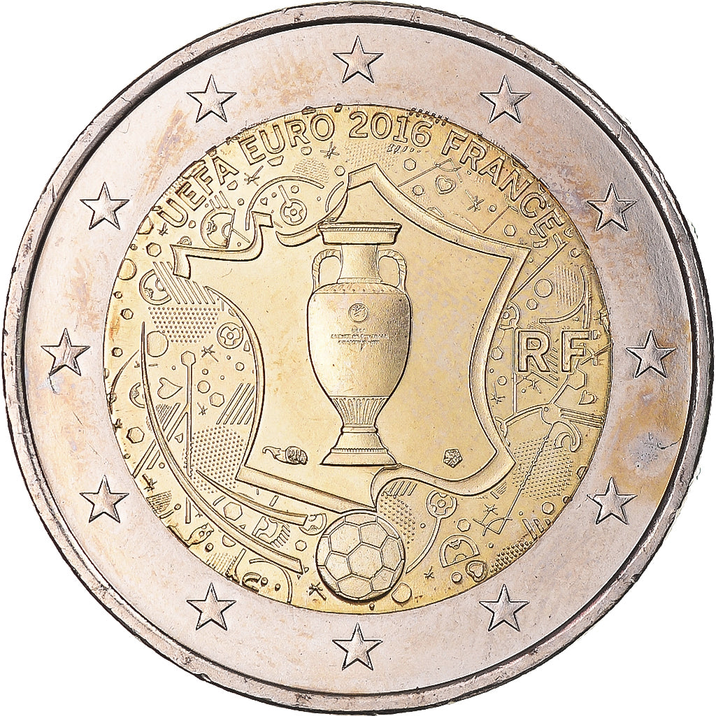 France, 2 Euro, 2016, Monnaie de Paris, UEFA Euro 2016, SUP, Bimétallique