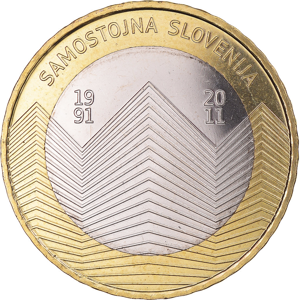 Slovenia, 3 Euro, 2011, Samostonjna Slovenia, MS(60-62), Bi-Metallic
