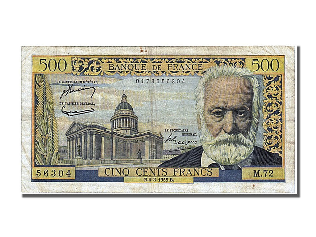 France, 500 Francs, 500 F 1954-1958 ''Victor Hugo'', 1955, KM #133a,...