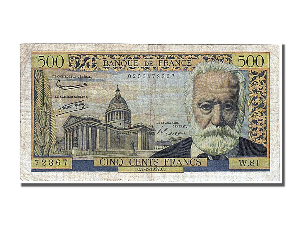 France, 500 Francs, 500 F 1954-1958 ''Victor Hugo'', 1957, KM #133b,...