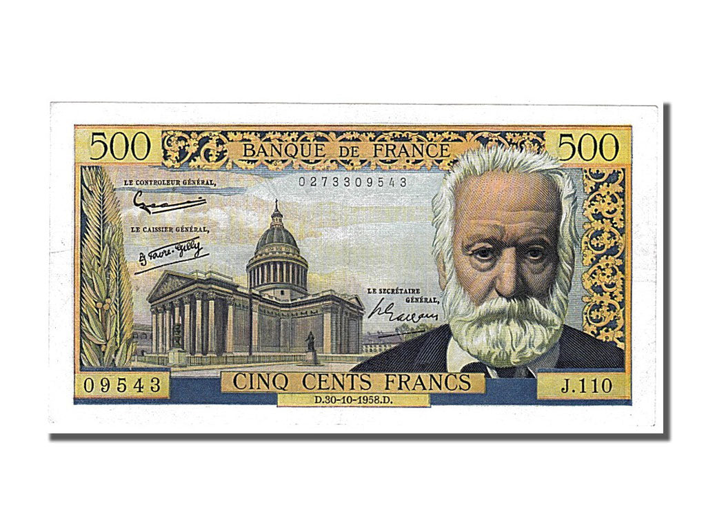 France, 500 Francs, 500 F 1954-1958 ''Victor Hugo'', 1958, KM #133b,...