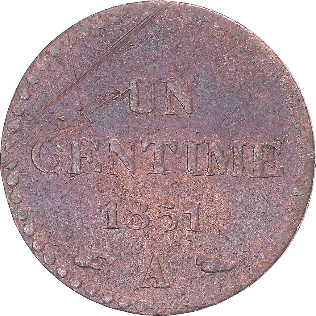Moeda, França, Dupré, Centime, 1851, Paris, VF(20-25), Bronze, KM:754