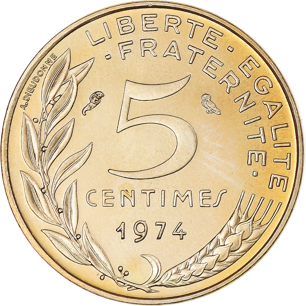 Coin, France, Marianne, 5 Centimes, 1974, Paris, MS(65-70), Aluminum-Bronze