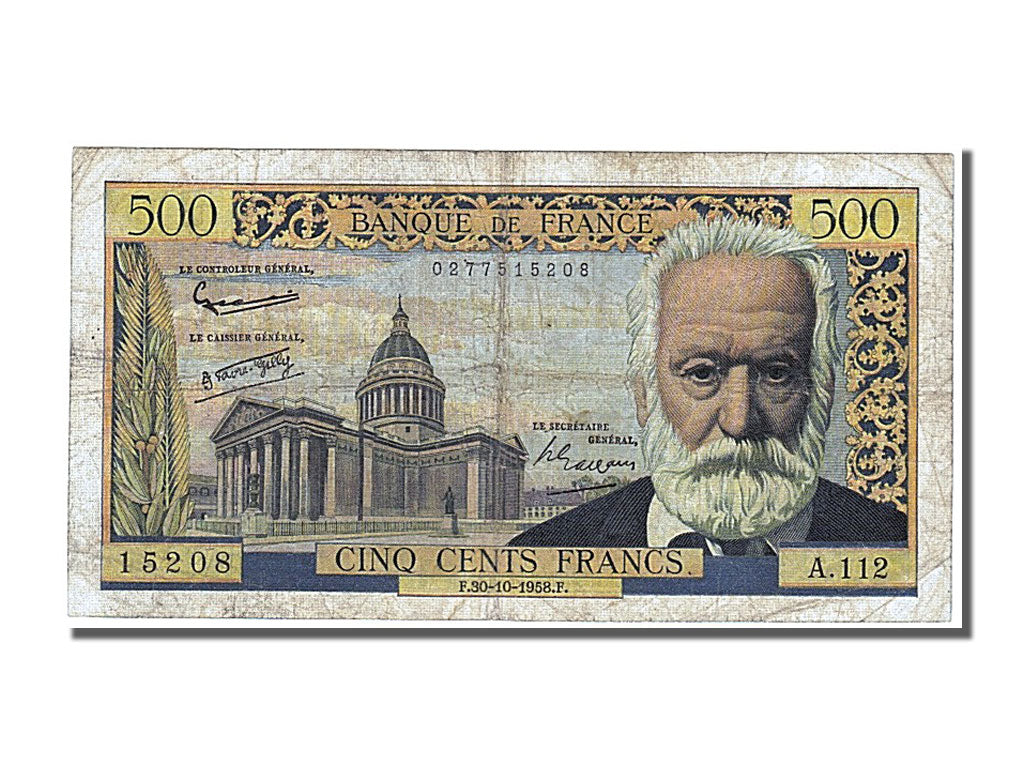 France, 500 Francs, 500 F 1954-1958 ''Victor Hugo'', 1958, KM #133b,...