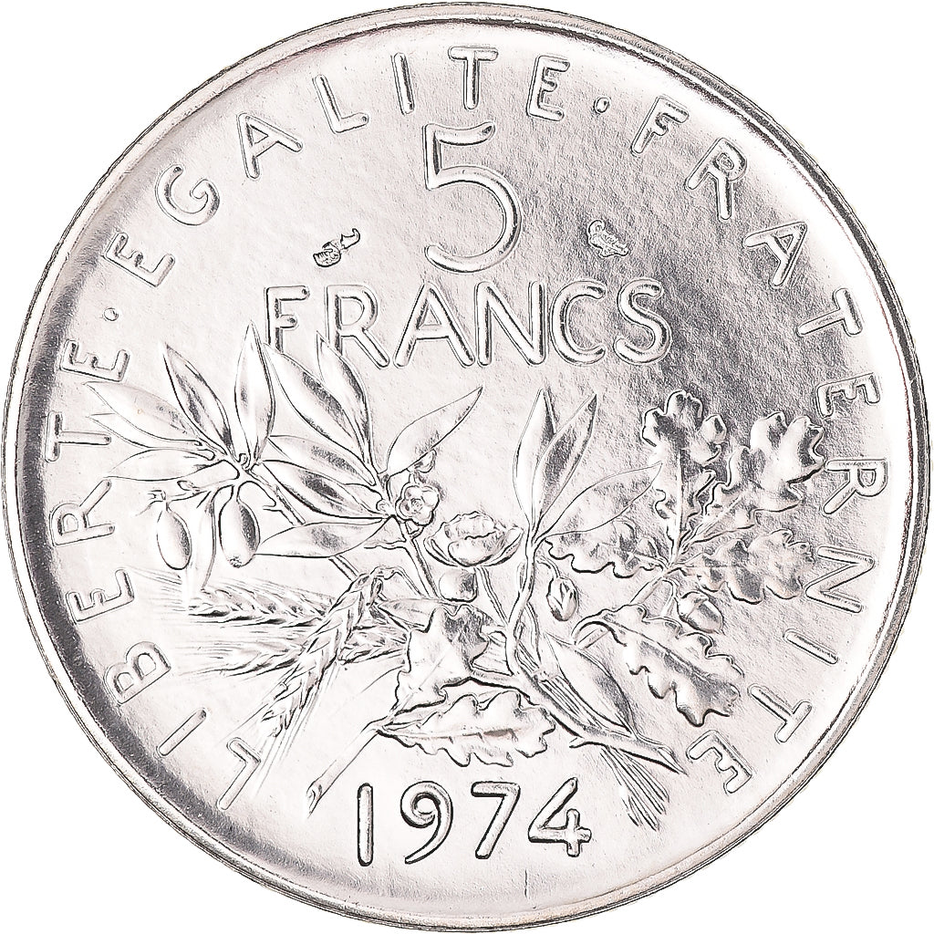 Moneta, Francja, Semeuse, 5 Francs, 1974, Paris, MS(65-70), Nikiel powlekany