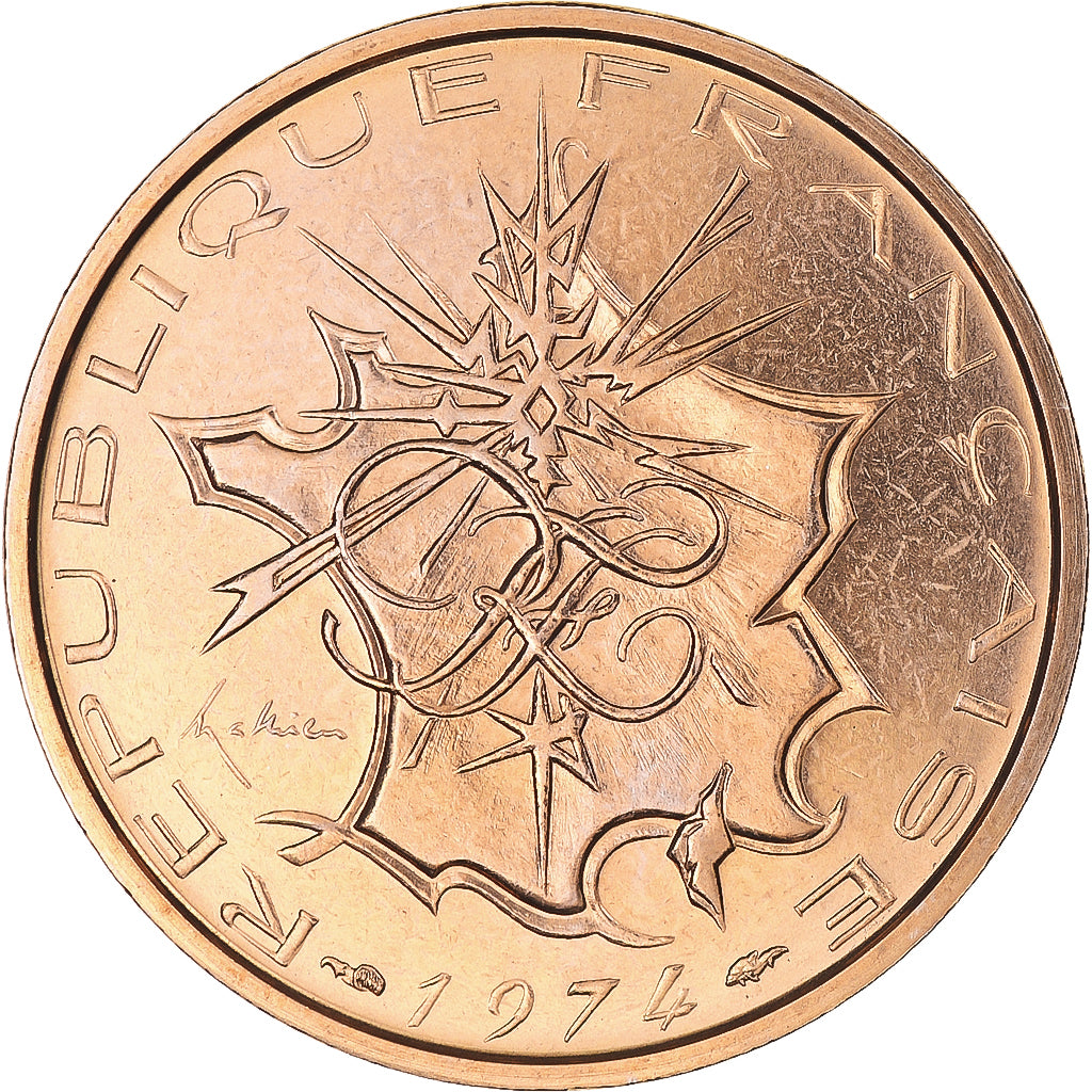 Moneda, Francia, Mathieu, 10 Francs, 1974, FDC, Níquel - latón, KM:940