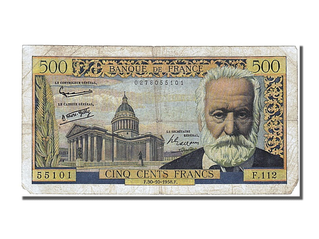 France, 500 Francs, 500 F 1954-1958 ''Victor Hugo'', 1958, KM #133b,...