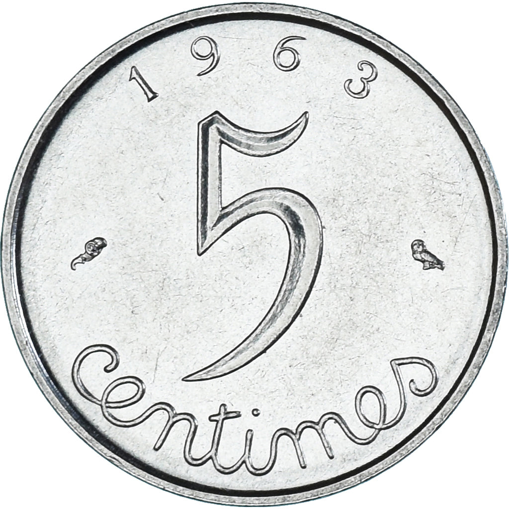 Coin, France, Épi, 5 Centimes, 1963, Paris, MS(63), Stainless Steel, KM:927