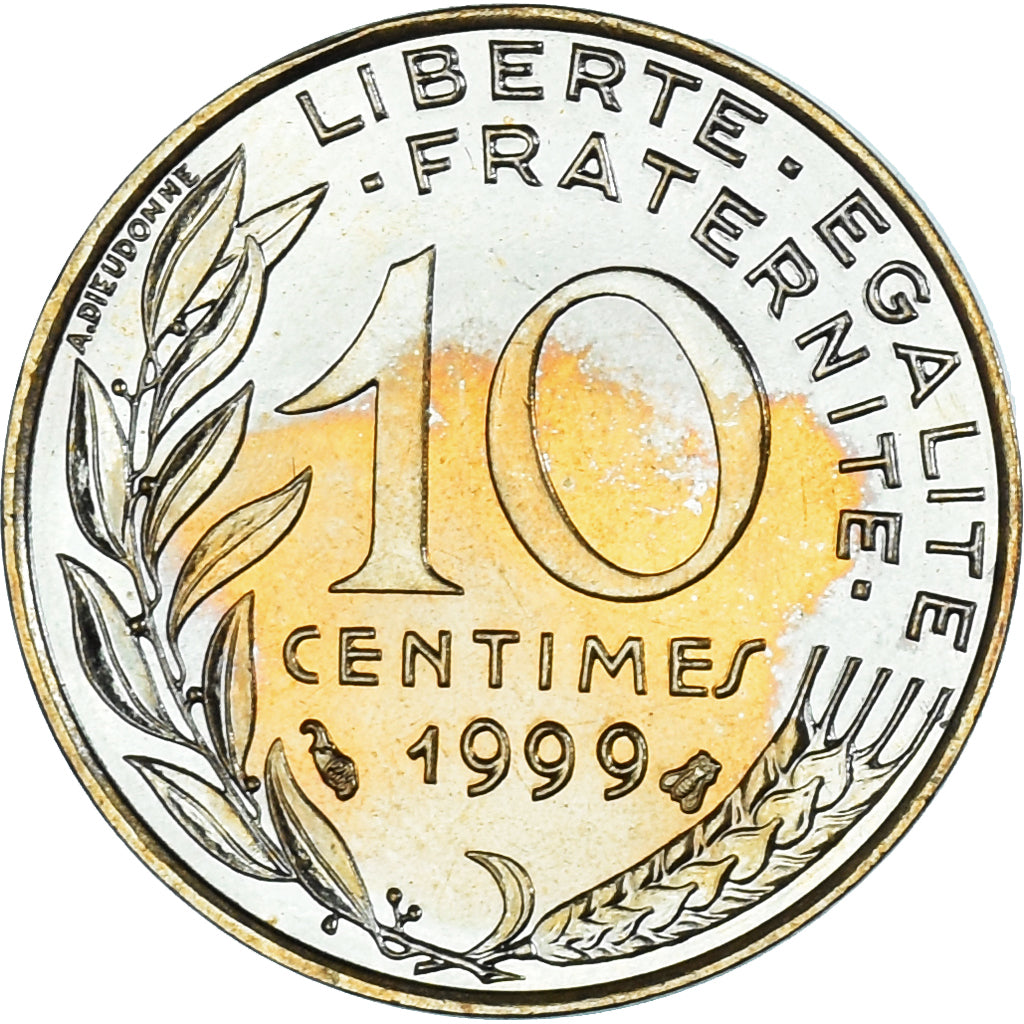 Munten, Frankrijk, Marianne, 10 Centimes, 1999, Paris, UNC-, Aluminum-Bronze