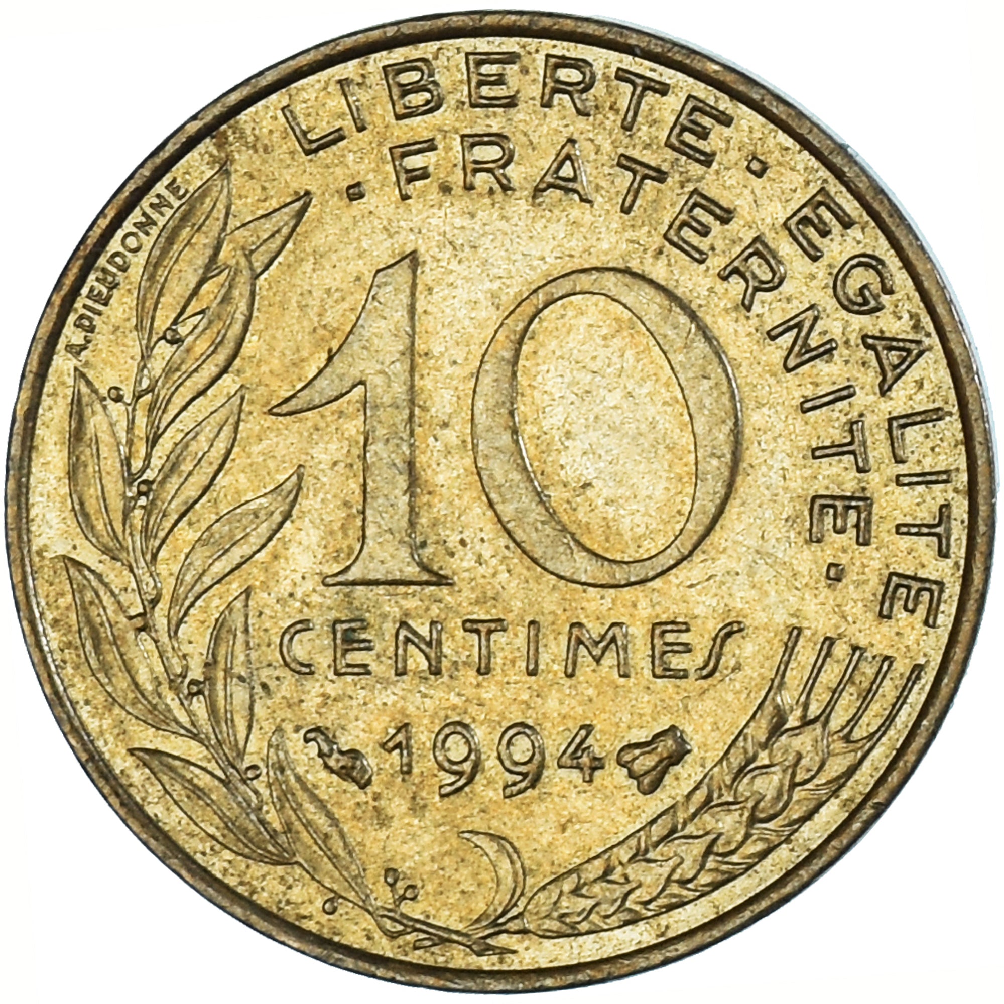 Munten, Frankrijk, Marianne, 10 Centimes, 1994, Paris, UNC-, Aluminum-Bronze