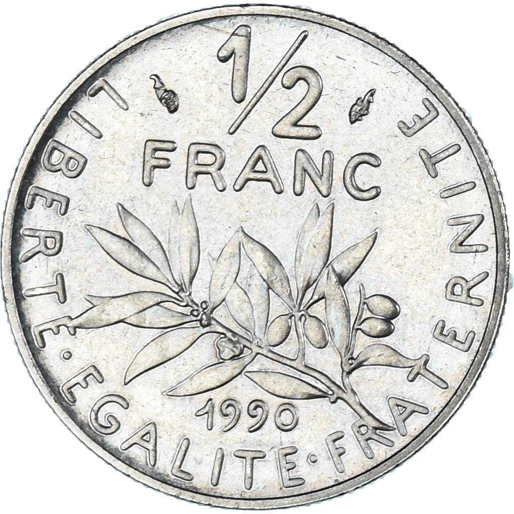 Munten, Frankrijk, Semeuse, 1/2 Franc, 1990, Paris, FDC, Nickel, KM:931.1