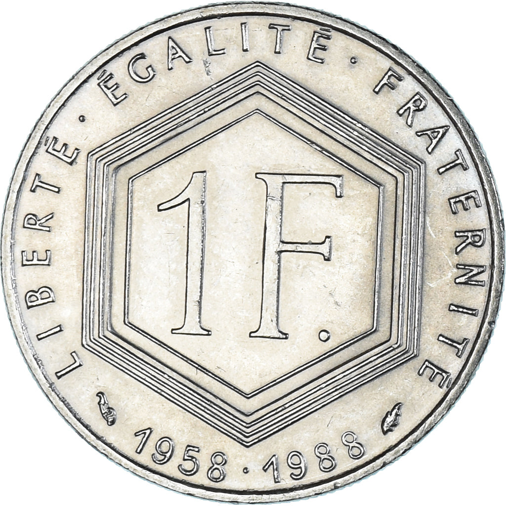 Moneta, Francja, Charles de Gaulle, Franc, 1988, Paris, AU(55-58), Nikiel