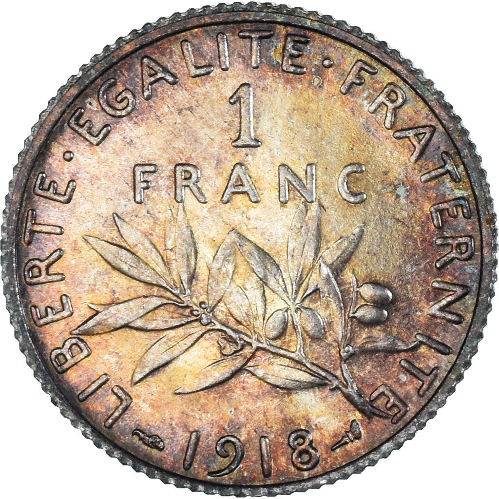 Monnaie, France, Semeuse, Franc, 1918, Paris, Belle patine, SPL, Argent