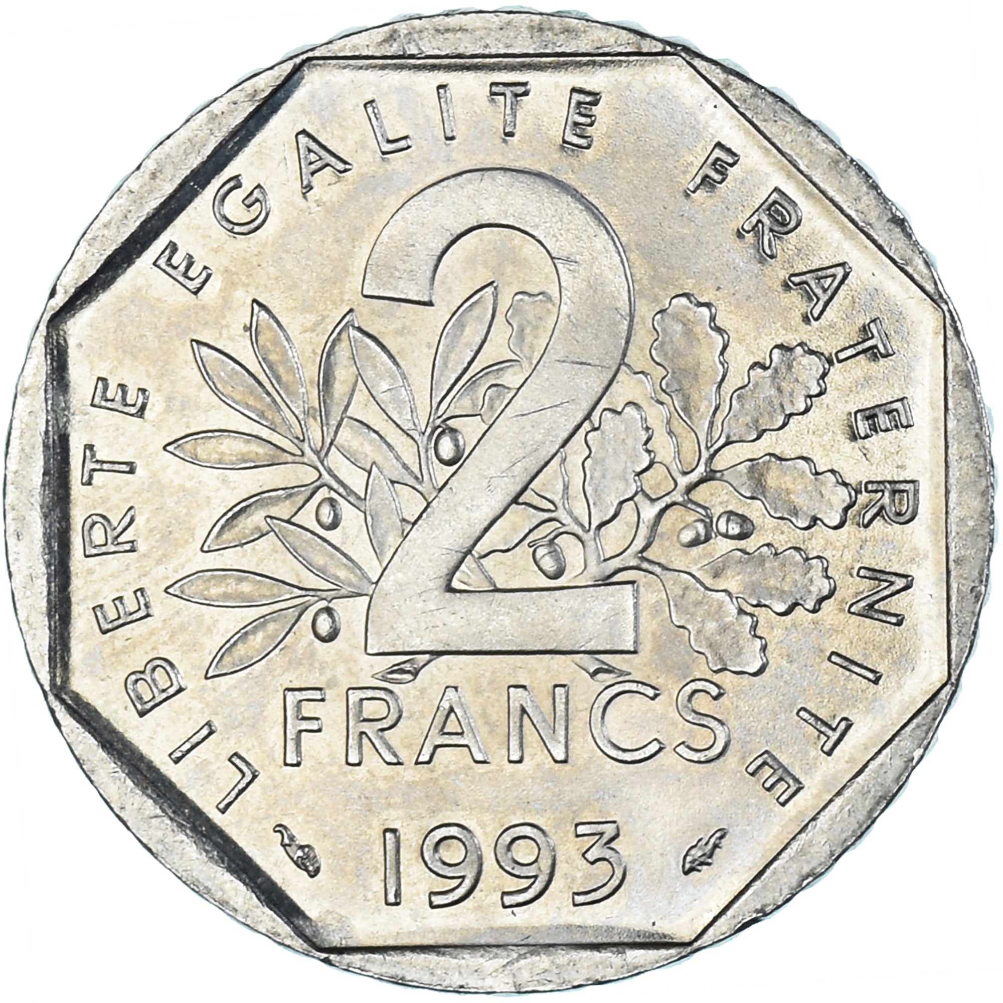 Coin, France, Semeuse, 2 Francs, 1993, MS(63), Nickel, KM:942.2