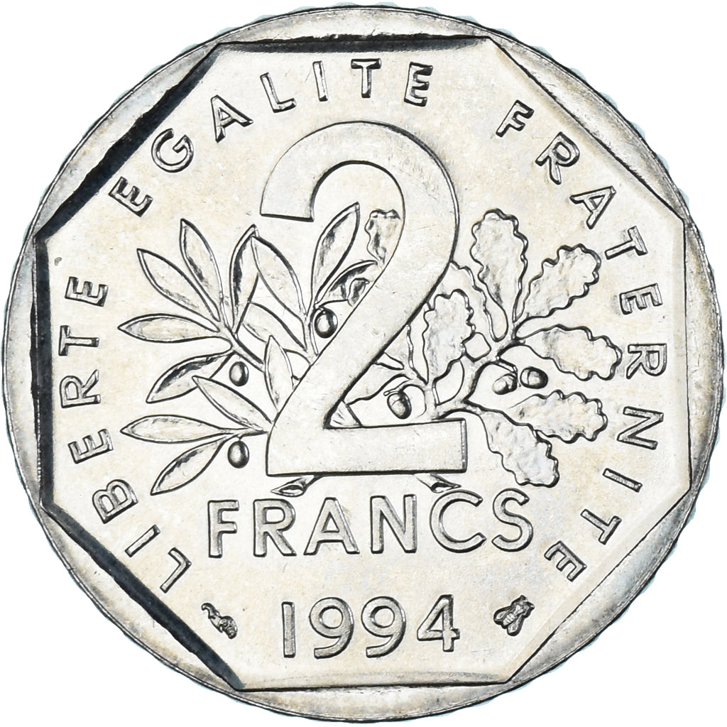 Münze, Frankreich, Semeuse, 2 Francs, 1994, Proof, VZ+, Nickel, KM:942.1